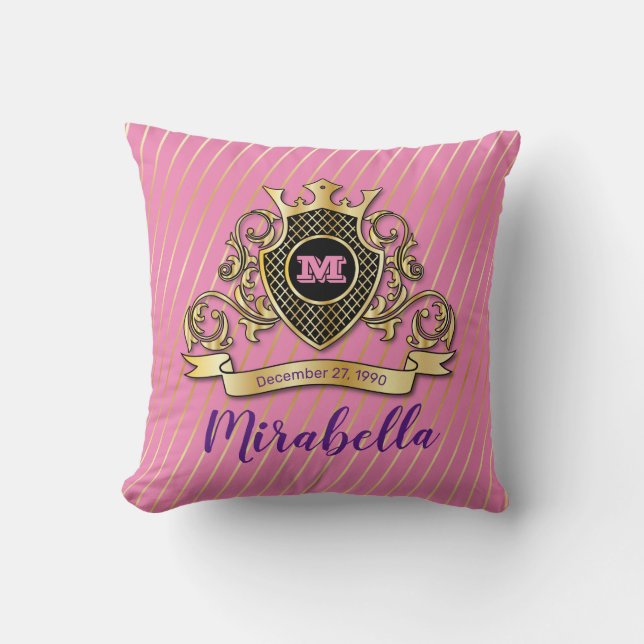 Elegenat Monagram Fashioned Throw Pillow (Front)