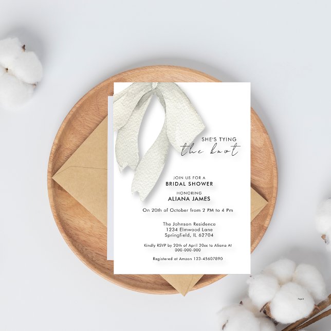 Elegent Black And White Bow Bridal Shower Invitation (Creator Uploaded)