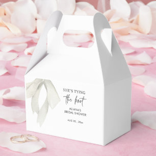 Elegent Bow She's Tying the Knot Bridal Shower Favor Boxes