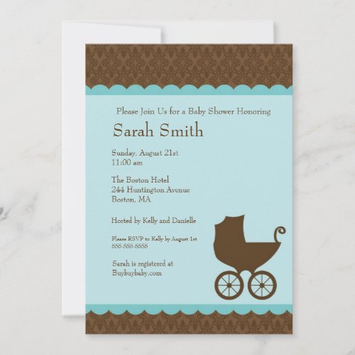 Elegent Carriage Baby Shower Invitation
