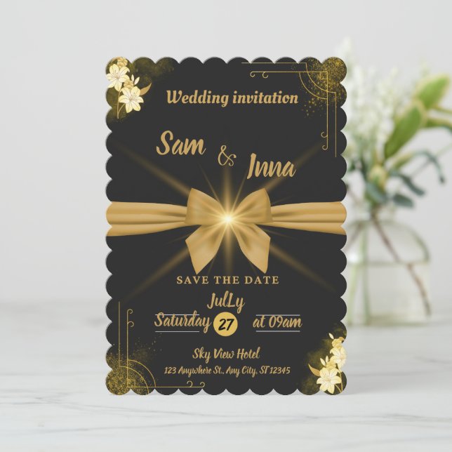 Elegent dual-faced and luxury wedding card  (Standing Front)