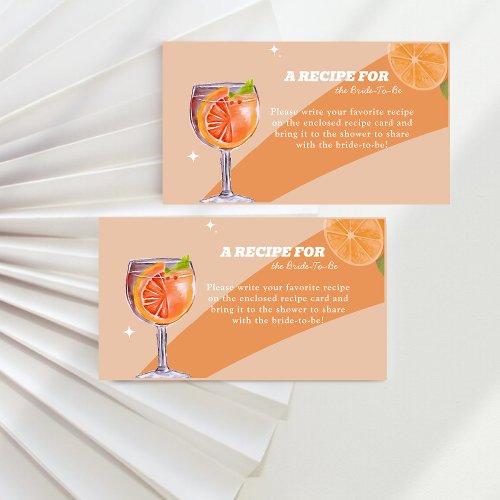 Elegent first spritz Recipe For The Bride To Be Enclosure Card
