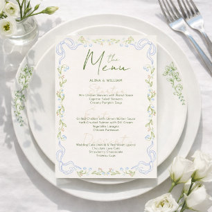 Elegent Floral Bow Border Minimal Menu