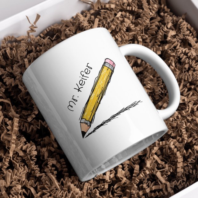Elegent Illustrated Pencil Personalized Teachers  Coffee Mug (Creator Uploaded)
