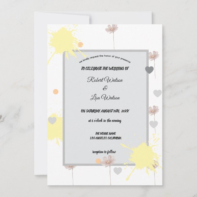 Elegent modren dazie flower invitation (Front)