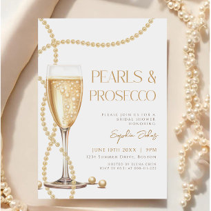 Elegent Pearls & Prosecco Bridal Shower Invitation