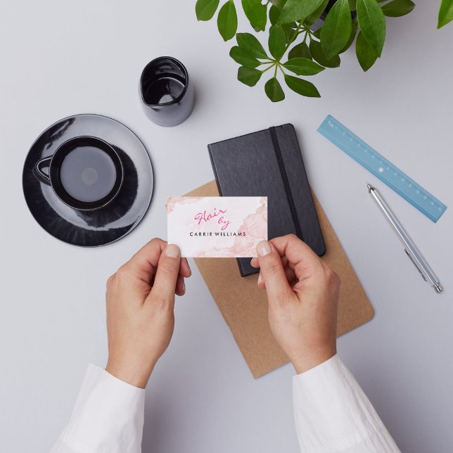 Elegent Professional Minimal Pink Hair Stylist Business Card (Elegent Professional Minimal Pink Hair Stylist Business Card
)