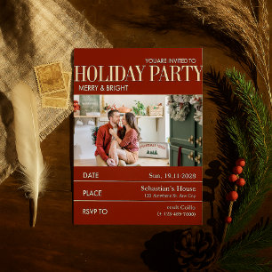 Elegent Red Magazine Cover Christmas Party Holiday Card