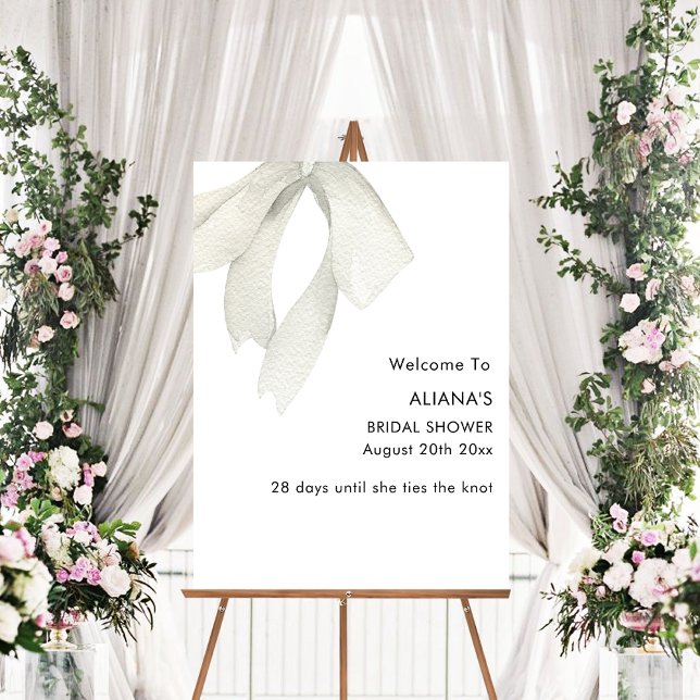 Elegent She's Tying the Knot Bridal Shower Welcome Poster (Creator Uploaded)