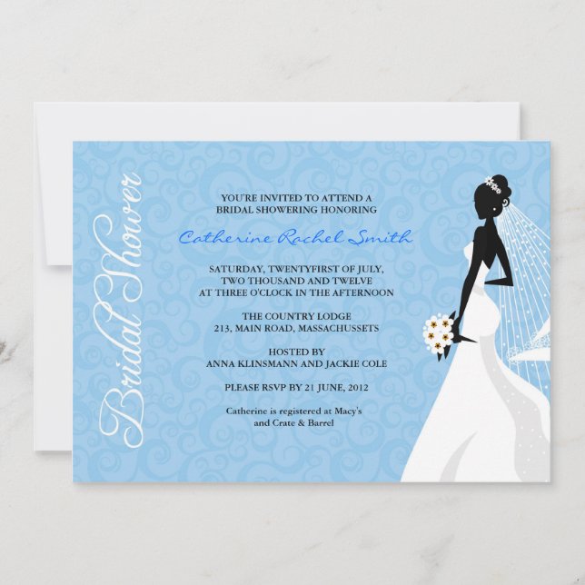 Elegent Silhouette Bridal Shower Invitation (Front)