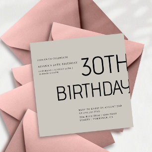 Elegent simple black and white lane 30th birthday invitation
