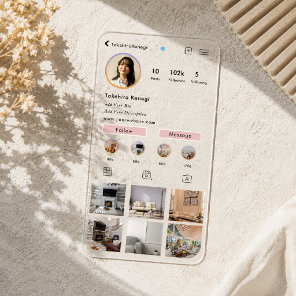 Elegent Social Media Instagram Interior Designer Clear Business Cards