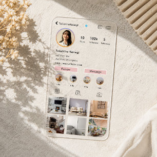 Elegent Social Media Instagram Interior Designer Clear Business Cards