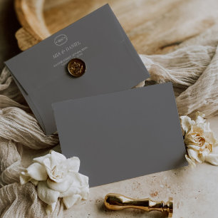 Elegnt Chic Graphite Gray Wedding Monogram Envelope