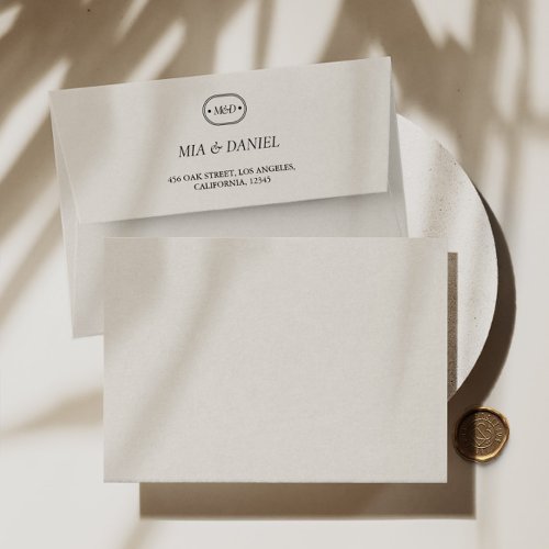 Elegnt Chic Light Gray Wedding Monogram Envelope