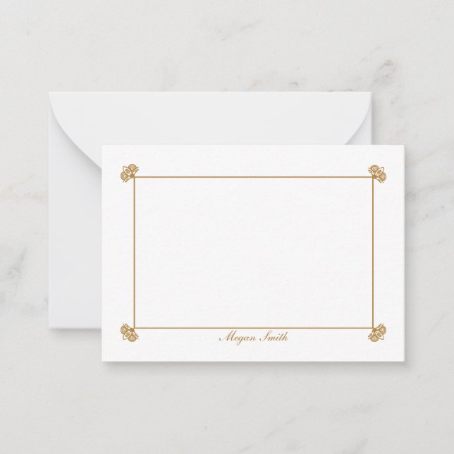 Elegnt Decorative Personalized Flat Note Cards (Front)
