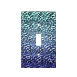 Elegrant and Beautiful Waves Blue Mosaic Tiles Light Switch Cover
