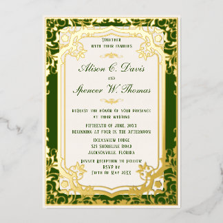 Elegrant Green Wedding Foil Invitation