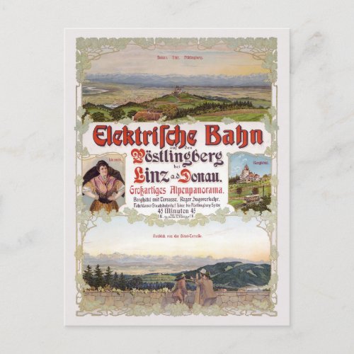 Elektrische Bahn Austria Vintage Poster 1902 Postcard