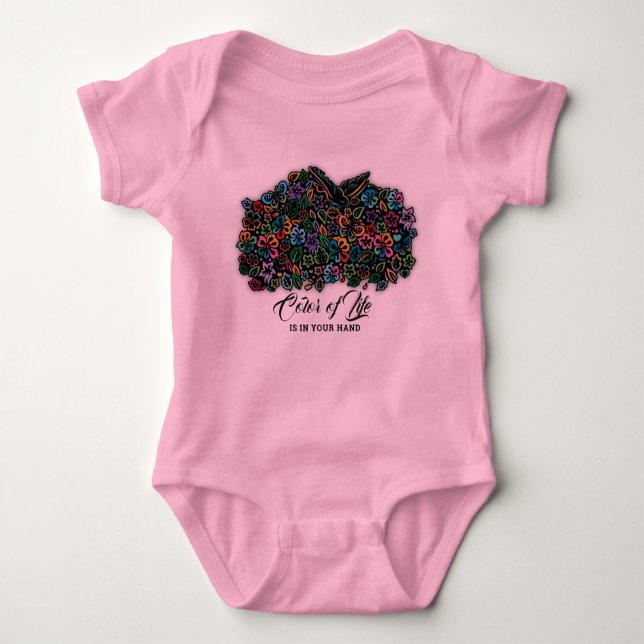 Elelgant Color of Life Design Baby Bodysuit (Front)