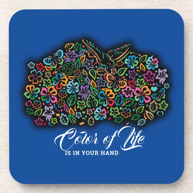 Elelgant Color of Life Design Beverage Coaster (Front)