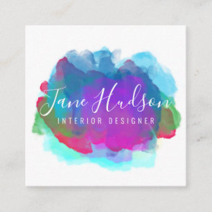 Elelgant Colorful Minimalist Editable 2.5x2.5 Sq S Square Business Card