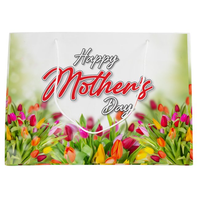 Elelgant Colorful Mother’s Day Design Large Gift Bag (Front)