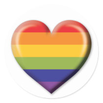 Elelgant Minimalist Rainbow Heart Design Classic Round Sticker