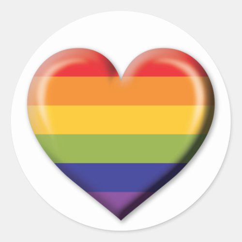 Elelgant Minimalist Rainbow Heart Design Classic Round Sticker