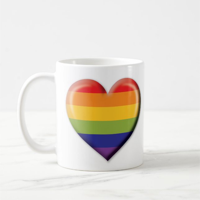 Elelgant Minimalist Rainbow Heart Design Coffee Mug (Left)