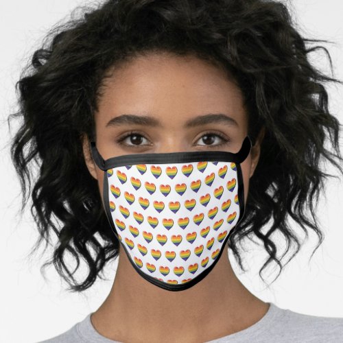 Elelgant Minimalist Rainbow Heart Design Face Mask