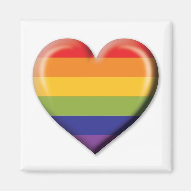 Elelgant Minimalist Rainbow Heart Design Magnet (Front)