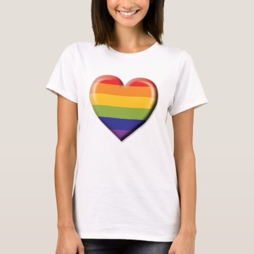 Elelgant Minimalist Rainbow Heart Design T_Shirt