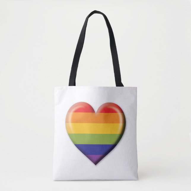 Elelgant Minimalist Rainbow Heart Design Tote Bag (Front)