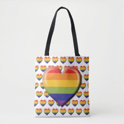 Elelgant Minimalist Rainbow Heart Design Tote Bag