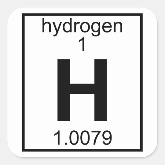 Element 001 - Hydrogen (Full) (t) Square Sticker | Zazzle.com