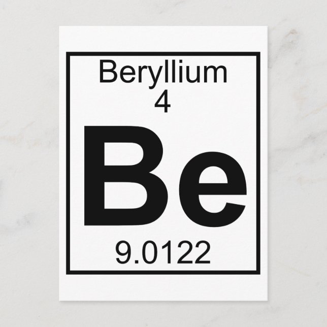Element 004 - Be - Beryllium (Full) Postcard (Front)
