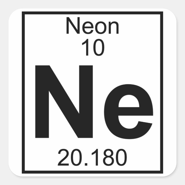 Element 010 - Ne - Neon (Full) Square Sticker (Front)