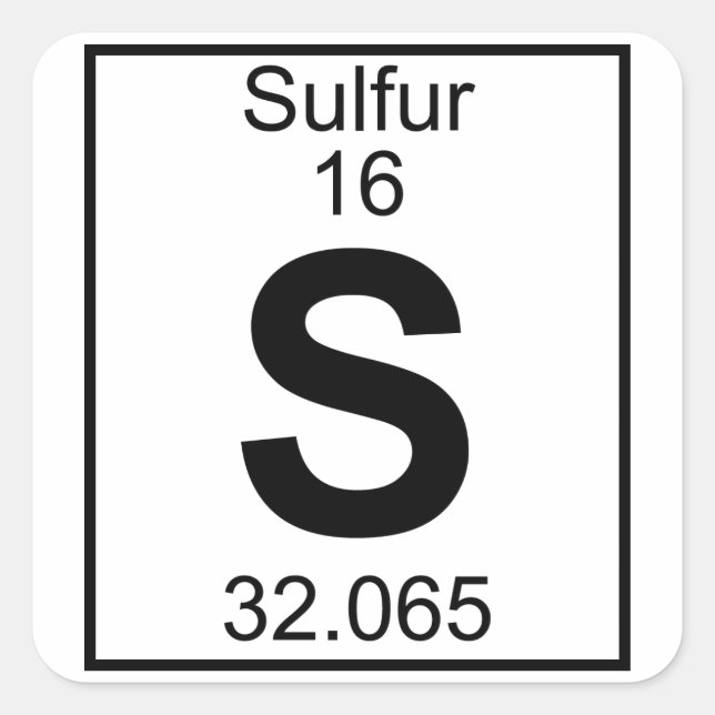 Element 016 - S - Sulfur (Full) Square Sticker (Front)
