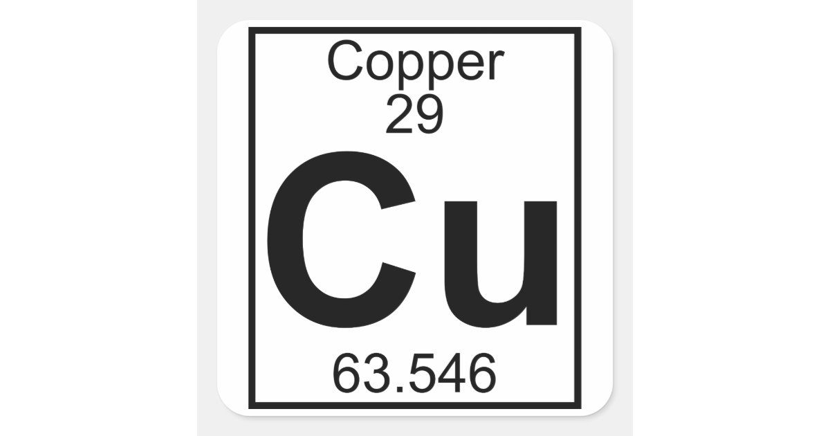 Element 029 Cu Copper Full Square Sticker Zazzle Com
