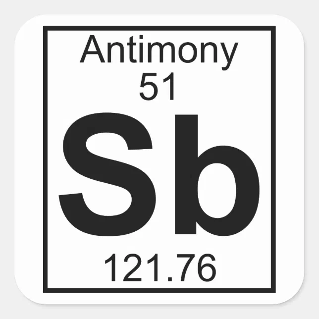 Element 051 - Sb - Antimony (Full) Square Sticker | Zazzle