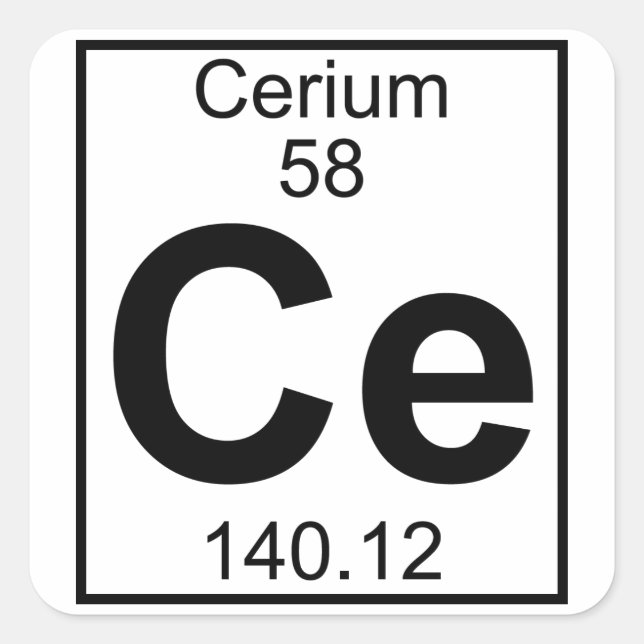 Element 058 - Ce - Cerium (Full) Square Sticker (Front)