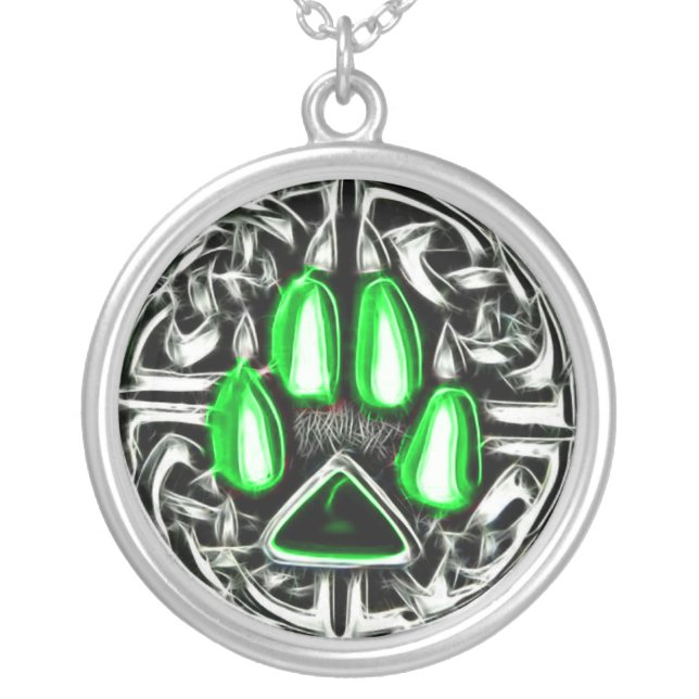 Element of Earth Werewolf Protection Talisman Silver Plated Necklace (Front)