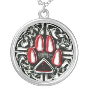 Element of Fire Werewolf Protection Symbol Amulet Silver Plated Necklace