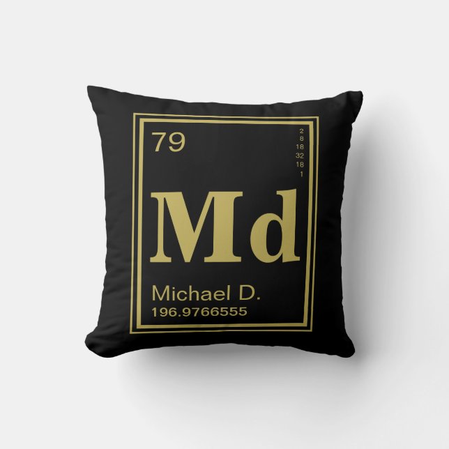 Element of You! Gold Element Custom Name Throw Pillow (Front)