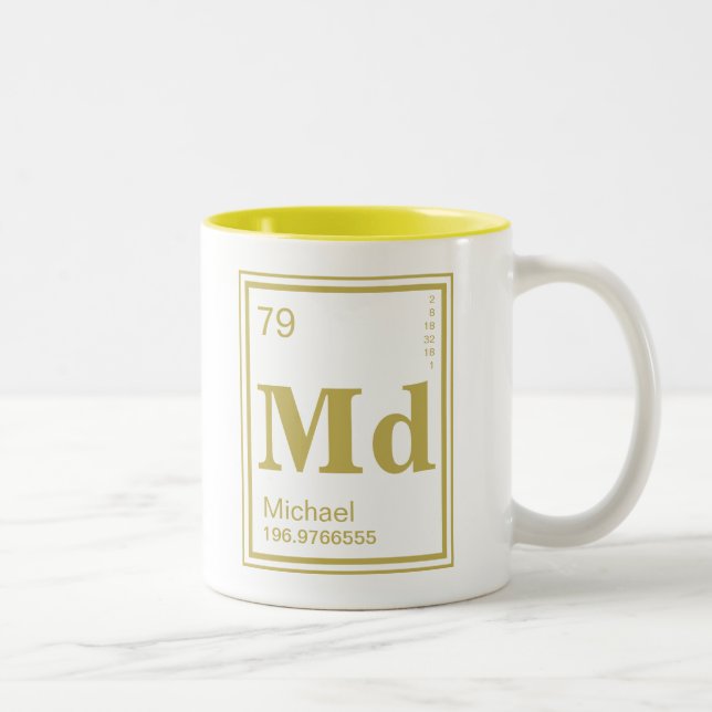 Element of You! Gold Element Custom Name Two-Tone Coffee Mug (Right)