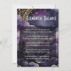 Elemental Balance Pagan Prayer Ritual Card