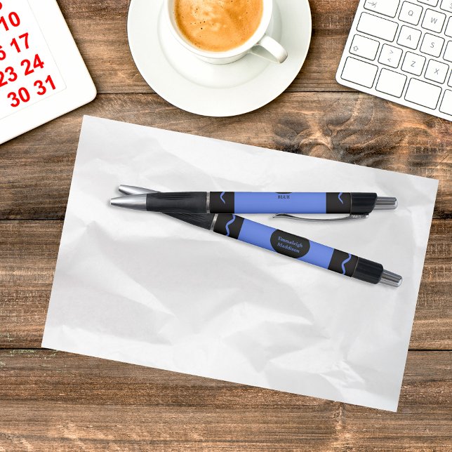 Elemental Blue Crayon Wrap Monogram Name Pen (Creator Uploaded)