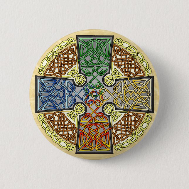 Elemental Celtic Cross Medallion Button (Front)