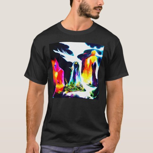 Elemental Druids Surreal Fantasy Painting T_Shirt